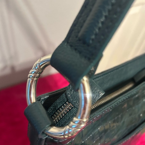 Brighton Elegant Green Croc-Embossed Shoulder Bag no callouts - Picture 4 of 14